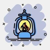 Icon lantern. Camping and adventure elements. Icons in comic style. Good for prints, posters, logo, advertisement, infographics, etc. vector