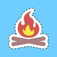 Sticker line cut campfire. Camping and adventure elements. Good for prints, posters, logo, advertisement, infographics, etc. vector