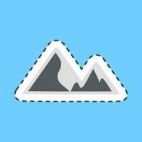 Sticker line cut mountains. Camping and adventure elements. Good for prints, posters, logo, advertisement, infographics, etc. vector