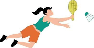 The girl is playing badminton. vector