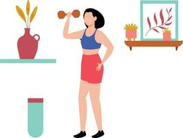 Girl lifting dumbbells. vector