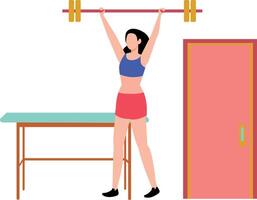 The girl is lifting weights. vector