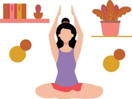 Girl doing seated yoga pose . vector