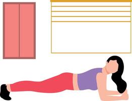 Girl doing arm plank exercise. vector