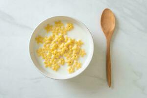 cereals with fresh milk photo