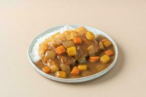 chuleta de pollo frito al curry con arroz foto