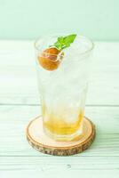 iced plum juice with soda and peppermint photo