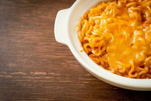 spicy instant noodle with cheese photo