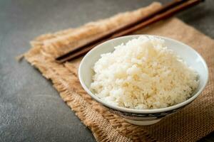 cooked white rice bowl photo