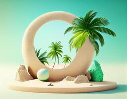 Abstract 3d podium for product presentation with geometric shapes, Empty round podium,Platforms for product presentation show new product background. photo