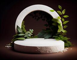 Abstract 3d podium for product presentation with geometric shapes, Empty round podium,Platforms for product presentation show new product background. photo