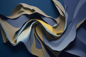 Abstract blue and gold color swirl fabric texture background photo