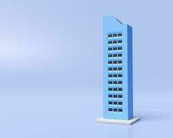 skyscraper building icon isolated on blue background. 3d render illustration, clipping path photo