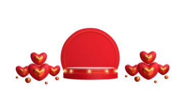 podio e rosso cuore forme su png sfondo.