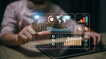 negocio inteligencia concepto - datos análisis, administración herramientas, inteligencia, corporativo estrategia creación, basado en datos decisión haciendo foto