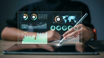 Business Intelligence concept - data analysis, management tools, intelligence, corporate strategy creation, data-driven decision making photo