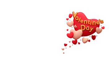Red and Pink Heart Shapes and Golden Valentines Day Text on PNG Background.