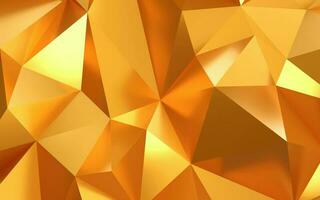 Abstract geometric gold color background, polygon, low poly pattern. 3d render illustration. photo