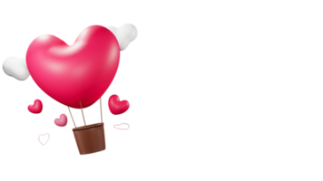 Heart Shape Hot Air Balloon on PNG Background.