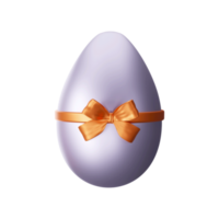 3D Rendering Of Easter Egg With Golden Ribbon Bow. png