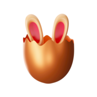 3d Rendern von Hase Ohr Innerhalb golden gebrochen Ei. png