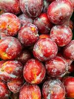 fresh ripe plums as background photo