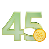 3d 45 discount percent text label illustration concept icon png