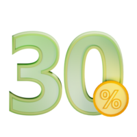 3d 30 discount percent text label illustration concept icon png