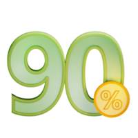 3d 90 discount percent text label illustration concept icon png