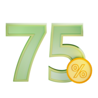 3d 75 discount percent text label illustration concept icon png