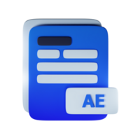 3d ae file extension document illustration concept icon png