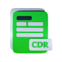 3d cdr file extension document illustration concept icon png