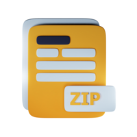 3d zip file extension document illustration concept icon png