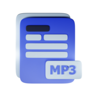 3d mp3 file extension document illustration concept icon png