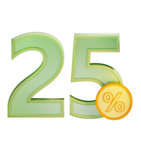 3d 25 discount percent text label illustration concept icon png