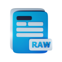 3d raw file extension document illustration concept icon png