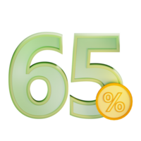 3d 65 discount percent text label illustration concept icon png