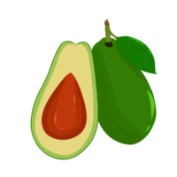 illustrazione di un' totale avocado e Diviso con suo verde le foglie png