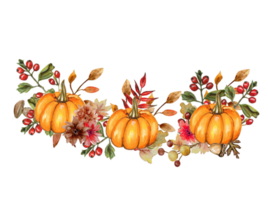 Aquarell Hand gezeichnet Herbst Blätter und Kürbisse Komposition. Illustration von Herbst. perfekt zum Scrapbooking, Kinder Design, Hochzeit Einladung, Poster, Schöne Grüße Karten, Party Dekoration. png