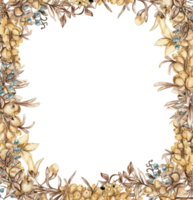 waterverf herfst plein kader met zee duindoorn illustratie van herfst voor scrapbooken, uitnodiging, oesters, herhalingen kaarten, partij decoratie, bruiloft stationair, hartelijk groeten, mode, affiches, achtergrond. png