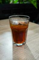 Ice cola glasses, iced tea in glass cups or soft drink glasses photo