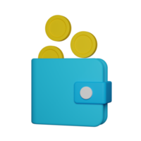 wallet with golden coin 3d. png