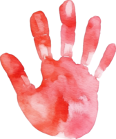 Hand Blood Print Watercolor Illustration. d png