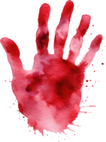 Hand Blood Print Watercolor Illustration. d png