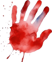 Hand Blood Print Watercolor Illustration. d png