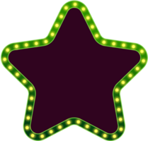 rétro étoile lumière ampoules électrique panneau d'affichage vert Cadre png