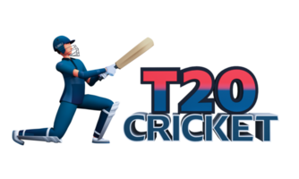 3D Render, T20 Cricket Text With Batter. png