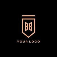 BB monogram initial with shield logo design icon vector