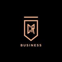 CR monogram initial with shield logo design icon vector