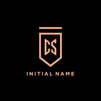cs monograma inicial con proteger logo diseño icono vector